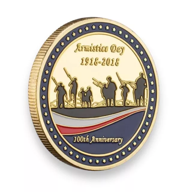 Armistice Day 100 Years WWI 1918-2018 Gold Plated Commemorative Coin