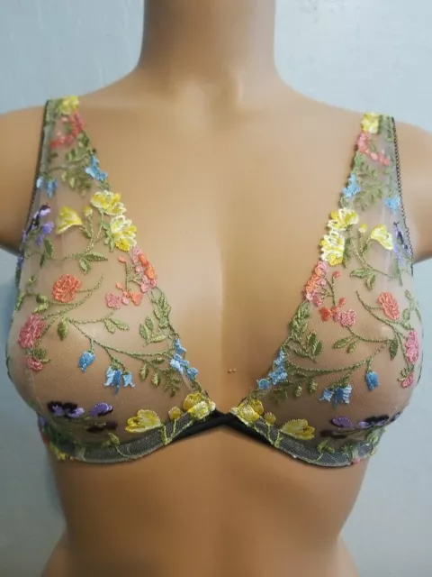 VICTORIA'S SECRET LUXE LINGERIE Unlined Floral Embroidered Plunge