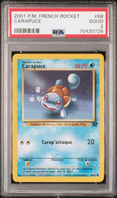 Carte Pokémon Carapuce 68/82 PSA 2 Team Rocket  - FR 🔥