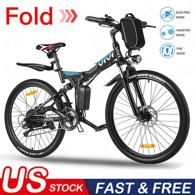 26'' Folding Electric Bike,500W Mountain Bicycle Adults Ebike Commute 21 Speed^