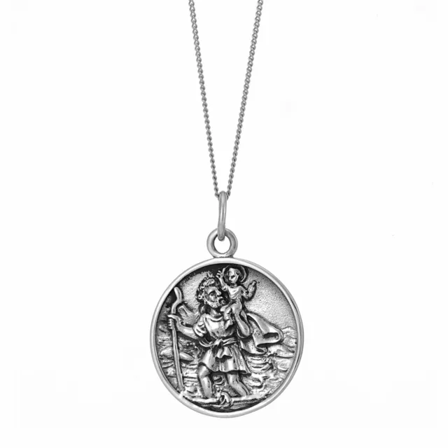Silverly .925 Sterling Silber Münze St. Christopher Anhänger Halskette