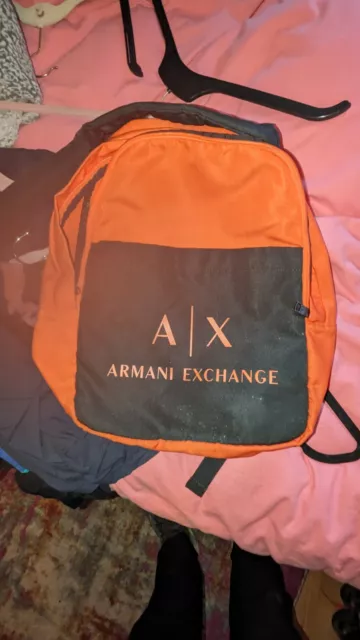 GENUINE ARMANI EXCHANGE 952199 9A124 Oversized Logo Backpack. Grey