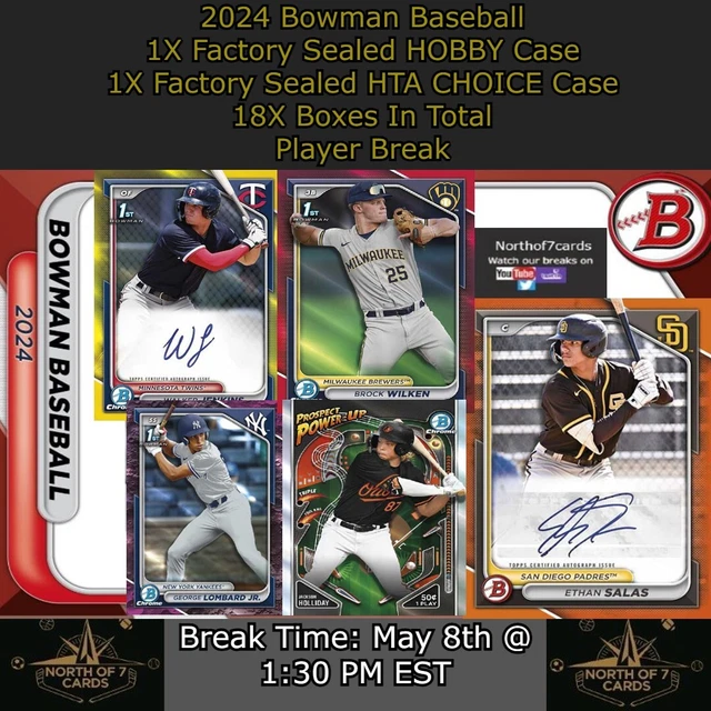 CJ ABRAMS 2024 Bowman 2X Case (1 Hobby + 1 HTA Choice) Player Break