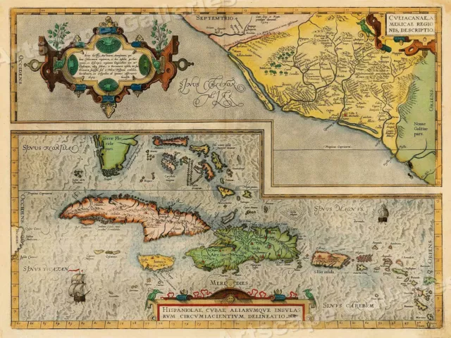 Caribbean, Florida & Mexico 1580’s Vintage Style Decorative Map - 20x28