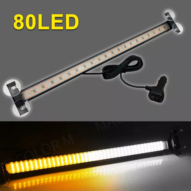 80LED Car Emergency Strobe Flashing Warnin Lamp Fog Marker Light Bar Amber/white