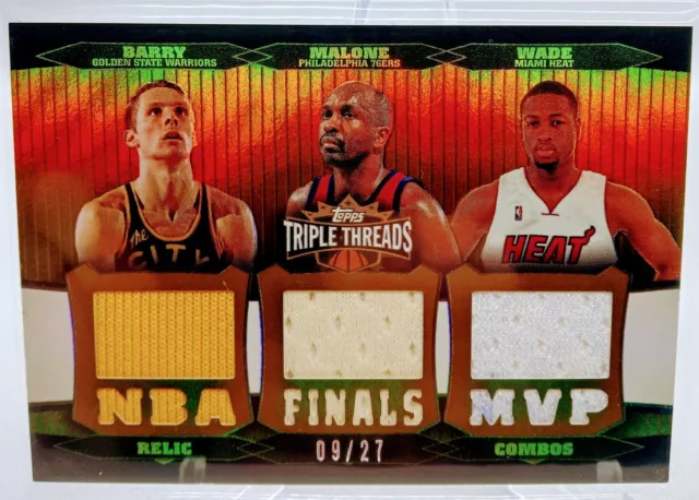 2006-07 Triple Threads Gold Finals MVP Patches - Dwyane Wade, Malone, Barry /27