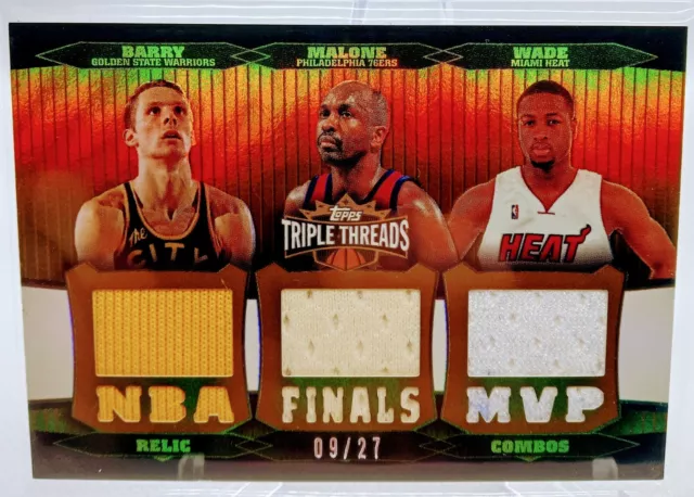 2006-07 Triple Threads Gold Finals MVP Patches - Dwyane Wade, Malone, Barry /27 2006-07 Triple Threads Gold Finals MVP Patches - Dwyane Wade, Malone, Barry /27