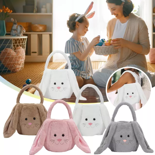 Easter Bag Basket Plush  Rabbit Gift Bag Easter Gift Basket Rabbit Buckets With