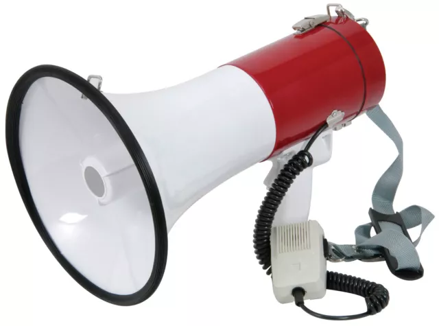 Handheld Megaphone Speaker w/ Switchable Siren Powerful Amplifier Shoulder Strap