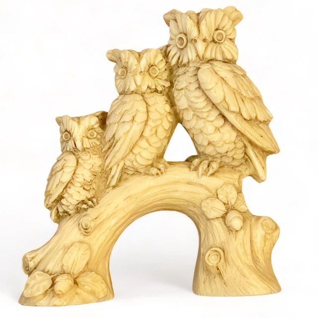 Vintage Resin Owl Sculpture Figure Made in Italy by Sculptor A Santini