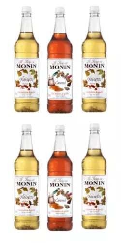 6 x Monin Syrup 1 Litre - 7 flavours to choose from