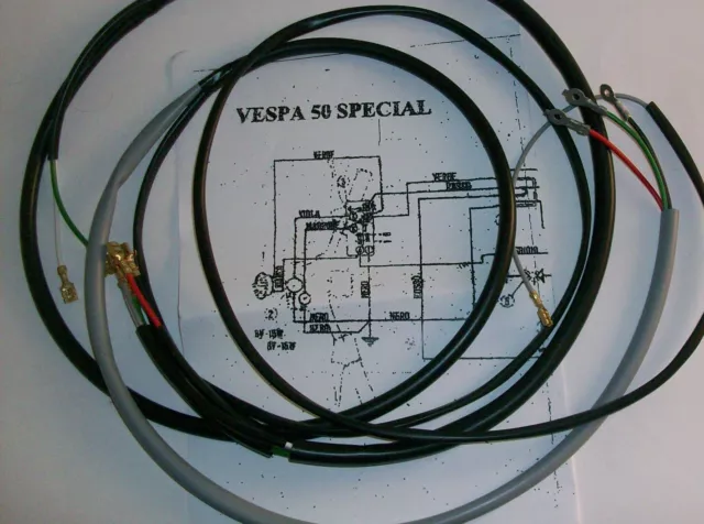 Système Électrique Electrical Câblage Vespa 50 Special Avec Patron Électrique