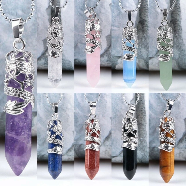 Hexagonal Natural Quartz Crystal Chakra Healing Point Pendant Necklace Jewelry
