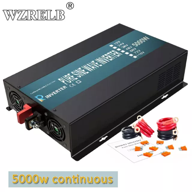 5000 Watt Power Pure Sine Wave Inverter DC 12v 24v 36v 48V to 110V 120V AC Truck
