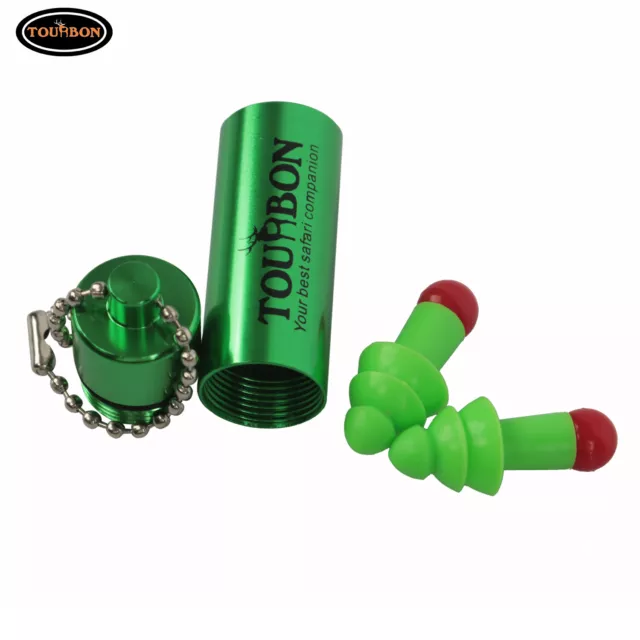 TOURBON Riding Ear Plugs Hearing Protection Earplugs with Container Case Green