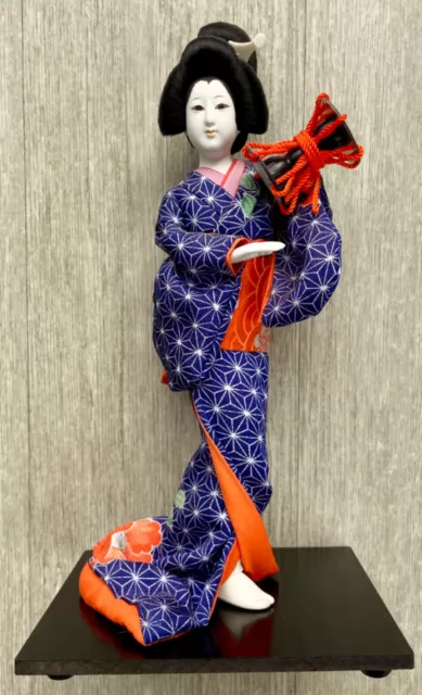 Beautiful Vintage VTG Geisha Japanese Doll with Drum 11" Excellent