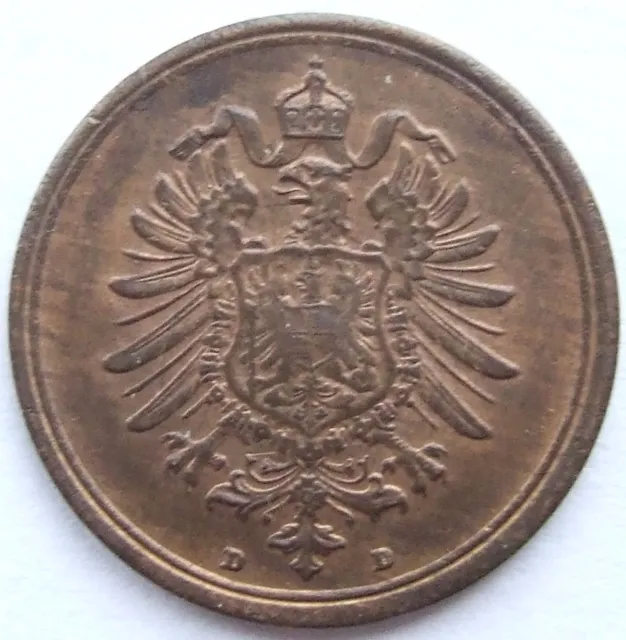Moneta Reich Tedesco Impero 1 Pfennig 1874 D IN Extremely fine (Korrodiert)
