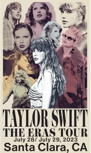 TAYLOR SWIFT THE Eras Tour 2023 Santa Clara, CA Official Venue Poster