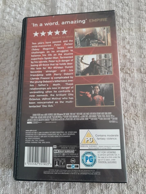 COLUMBIA PICTURES SPIDER-MAN 2 (2004) VHS PAL PG Action - Dir Sam Raimi ...