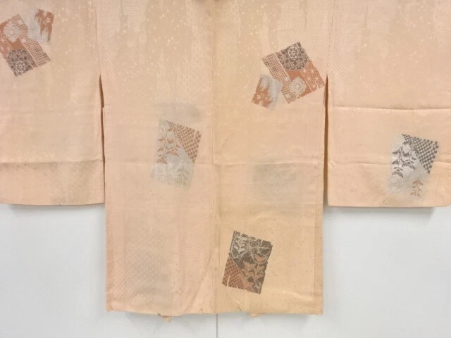 45800# Japanese Kimono / Antique Haori / Woven Shikishi Pattern & Floral Pla