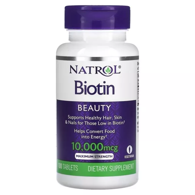 Natrol, Biotine, Force maximale, 10 000 µg, 100 comprimés