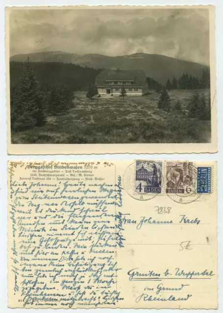 89172 - Berggasthof Stübenwasen - Echtfoto - AK, gelaufen 26.8.1949