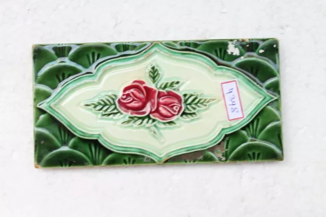 Japan antique art nouveau vintage majolica border tile c1900 NH4348