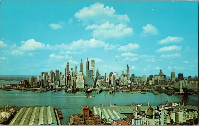 Vintage Postcard Lower Manhattan Skyline New York City NY 1960s