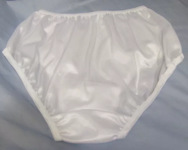 100% SHINY NYLON Brief Panty White Waist 24-34 in NWOT Size M $6.50 ...