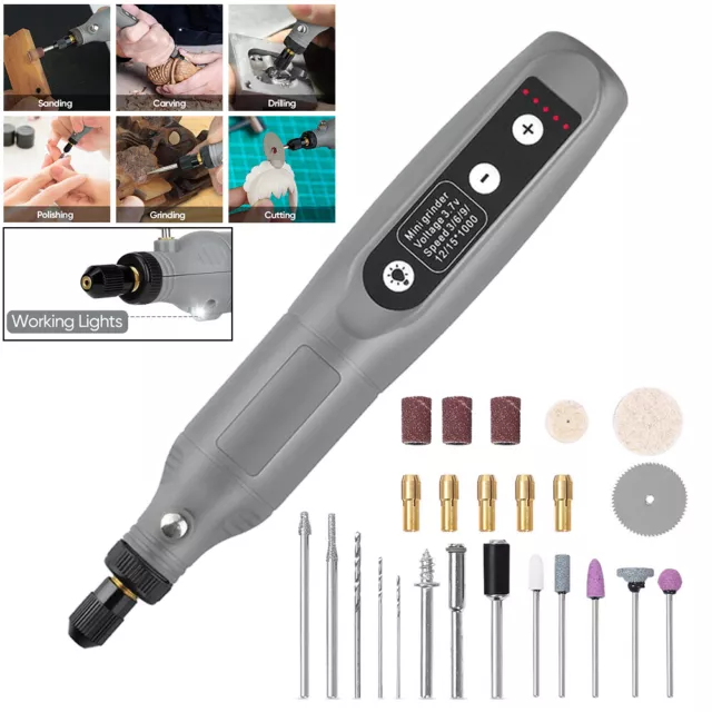 Mini Electric Grinding Pen Rotary Drill Grinder Cordless USB Engraving DIY Tools