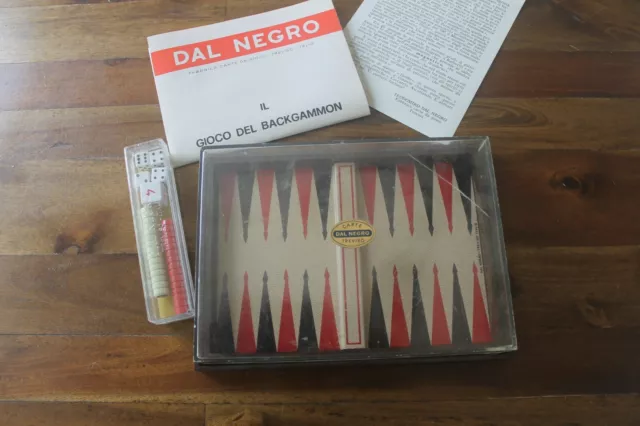 Dal Negro Treviso Italia Backgammon Magnetic Travel Game Mid Century Modern MCM