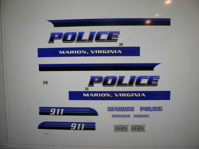 Marion Virginia Police SUV Patrol Decals 1:24