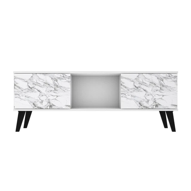 Manhattan Comfort Doyers TV Stand With White And Marble Stamp Finish 174AMC208