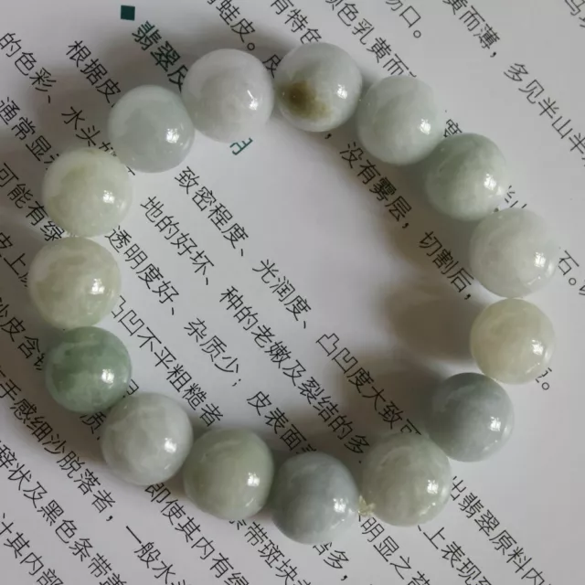 100% Natural JADE Grade A Untreated Light Green Jadeite Bracelet #393