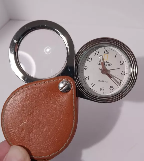 National Geographic Pocket Watch Alarm with Leather & Magnifying Glass