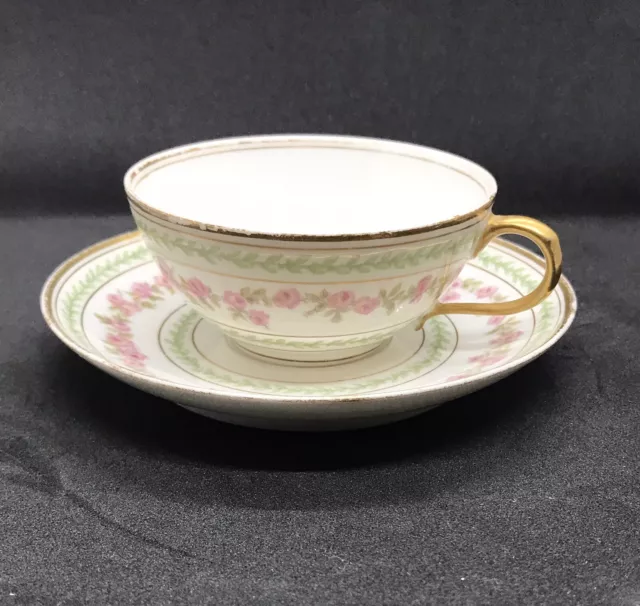 Vintage CH Field Haviland Limoges GDA France Floral Leaf Vine tea cup and saucer