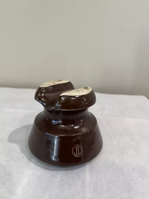 Vintage Brown Ceramic/Porcelain Insulator Saddle Shaped