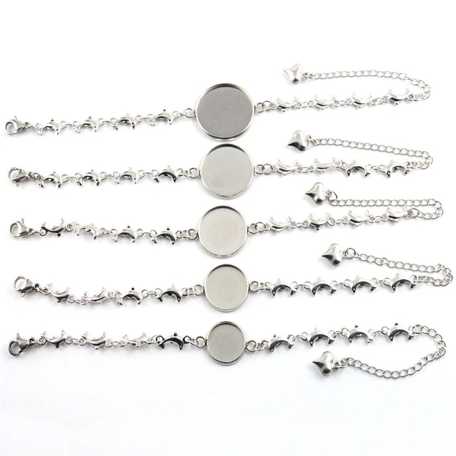 2 piezas Brazalete Base 316 Pulsera de Acero Inoxidable Hallazgos en blanco Bandeja Bisel Ajuste
