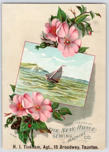 1880's TAUNTON MA H I TINKHAM AGENT NEW HOME SEWING MACHINE VICTORIAN TRADE CARD