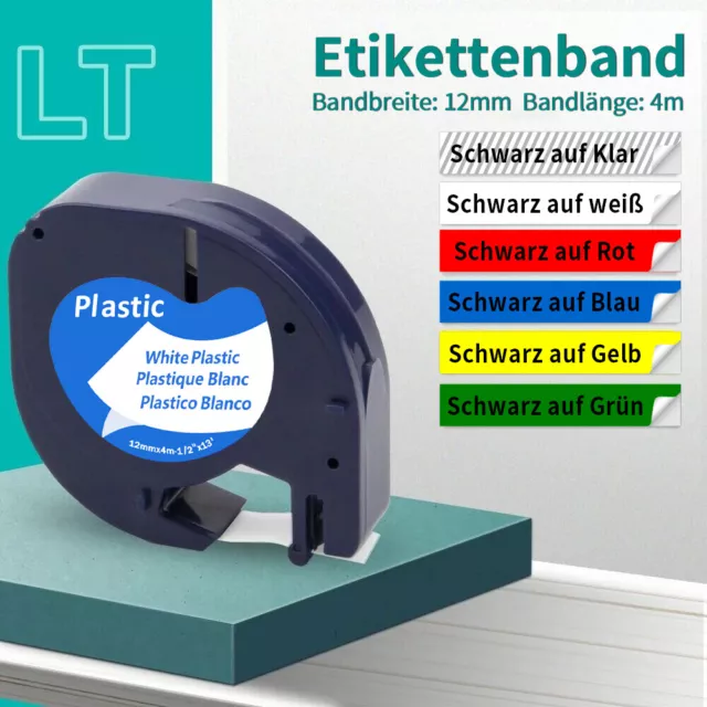 16951 91220 91221 Weiß 12mm Schriftband für Dymo Letra Tag Band LT-100T 100H XM