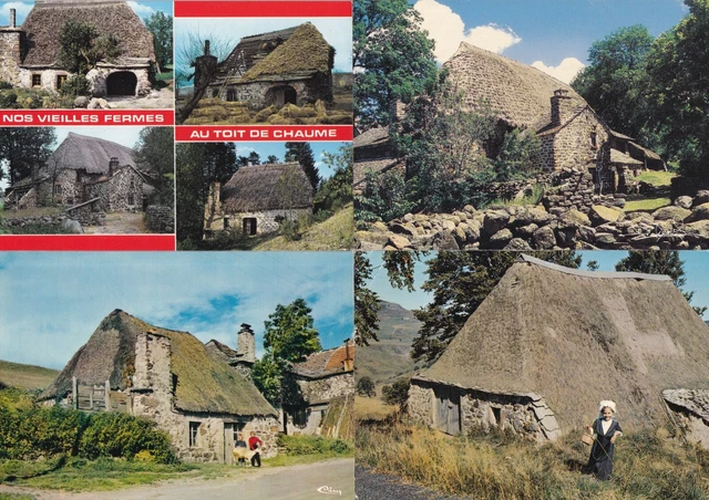 LOT DE 4 cartes postales postcards 10X15cm ARDECHE FERME CHAUME ...