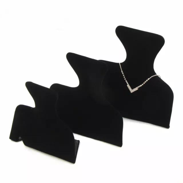 Set of 3 Easels Jewellery display stand necklace Pendant Bust Black Velvet
