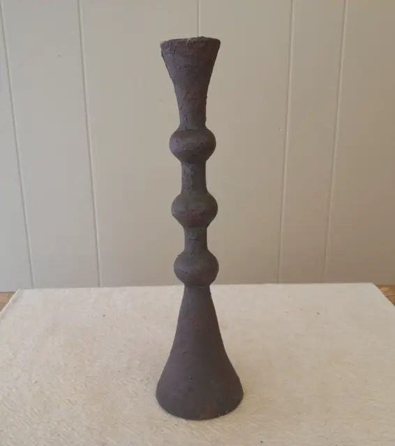 Early Old Antique Cast Iron Candlestick Rust Patina