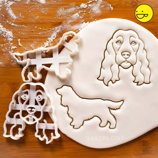 2 Show Cocker Spaniel Dog cookie cutters - Face & Outline birthday party treats