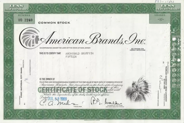 American Brands Inc. 1969 - Indianer Vignette (sehr dekorativ!)