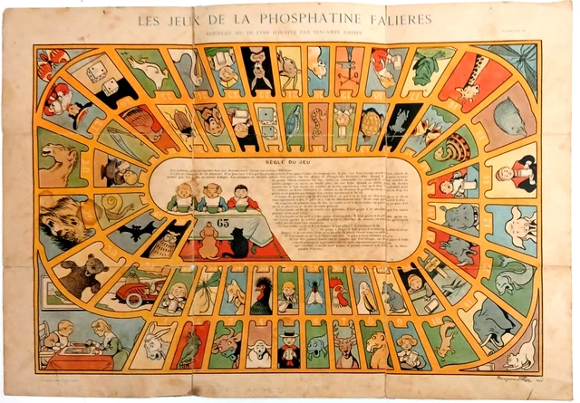 Jeu De L'Oie Et De Dames Ancien – Vers 1905 – Éditions JJF – Plateau Vintage