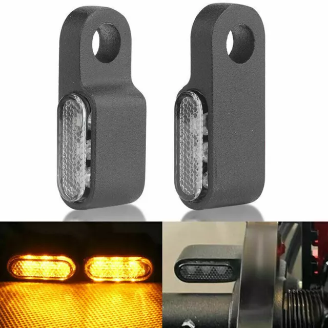 2X Bullet Signal Mini Motorcycle Turn Amber LED Light Indicator Lamp AUXITO For