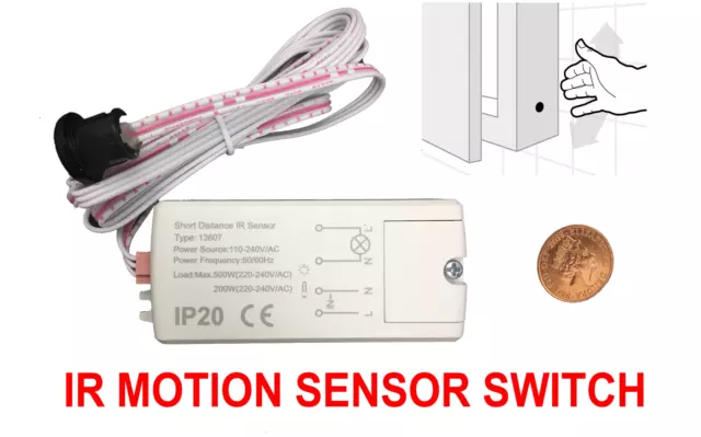 Elektronischer IR BEWEGUNGSSENSOR SCHALTER BERÜHRUNGSLOS EIN/AUS Küche Schrank Licht Türen