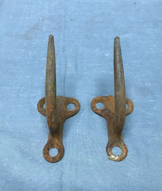 Vintage Small Pair Metal Wall Rack Meat Hooks Old More Available 883-22B 6