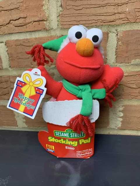 Vintage Fisher Price Mattel Sesame Street Elmo Stocking Pal Plush #2
